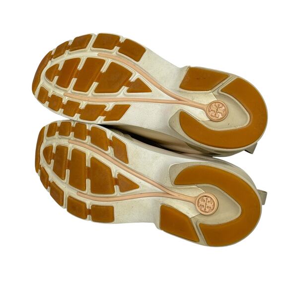 Tory Burch Women's Good Luck Athletic Sneakers SZ 8 Low Top Platform Shoes Beige - Picture 9 of 11